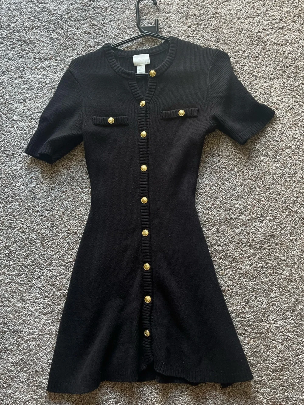 H&M Black Knit Button-Front Dress with Gold Buttons - Picture 1 of 2